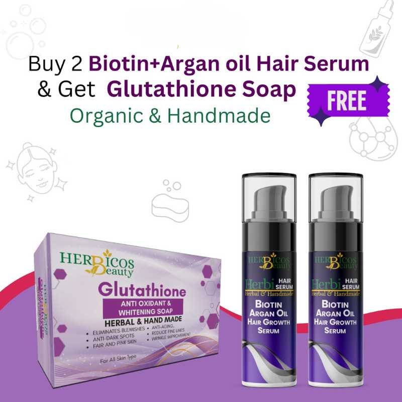 2 Biotin With Argan Oil Hair Growth Serum + Free Handmade Glutathione Soap